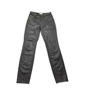 HM Black Coated Skinny Jeans High Rise Waxed Denim Pants Womens Size 8